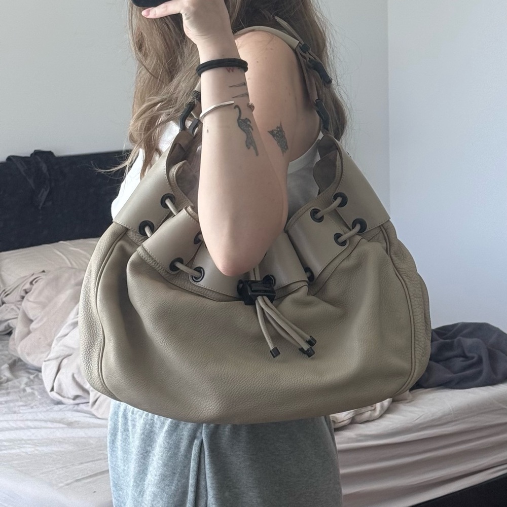 BURBERRY PRORSUM WARRIOR BAG Large Beige With Black Hardware Excellent Condition